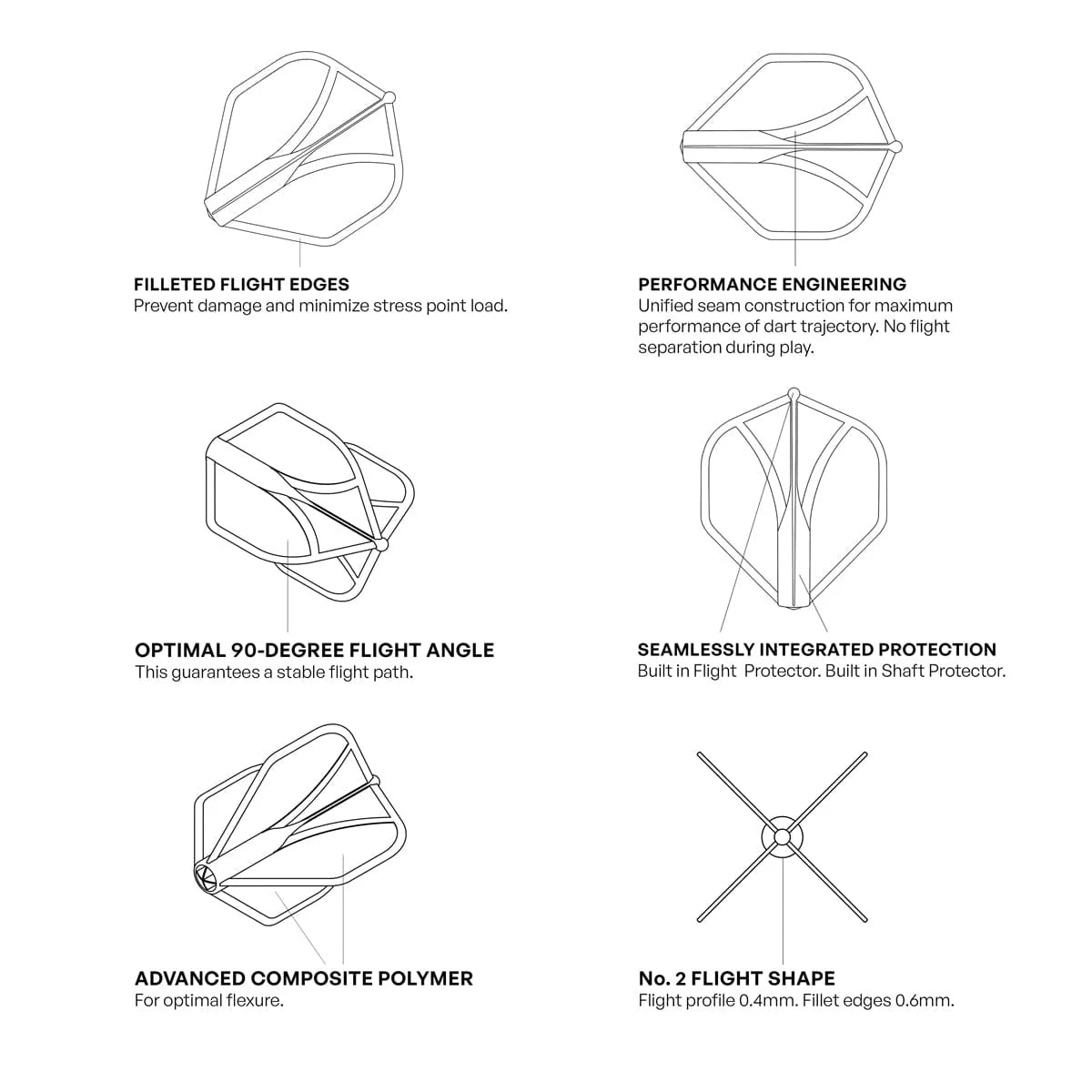 Airfoil Molded Dart Flight Set-Clear
