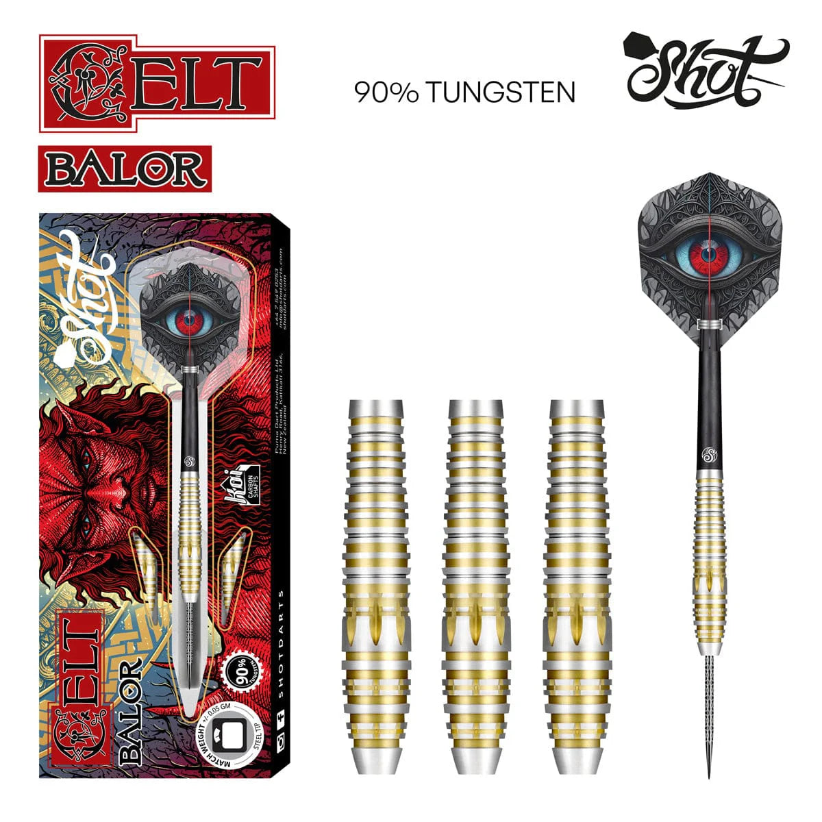 Celt Balor Steel Tip Dart Set-90% Tungsten Dart Barrels