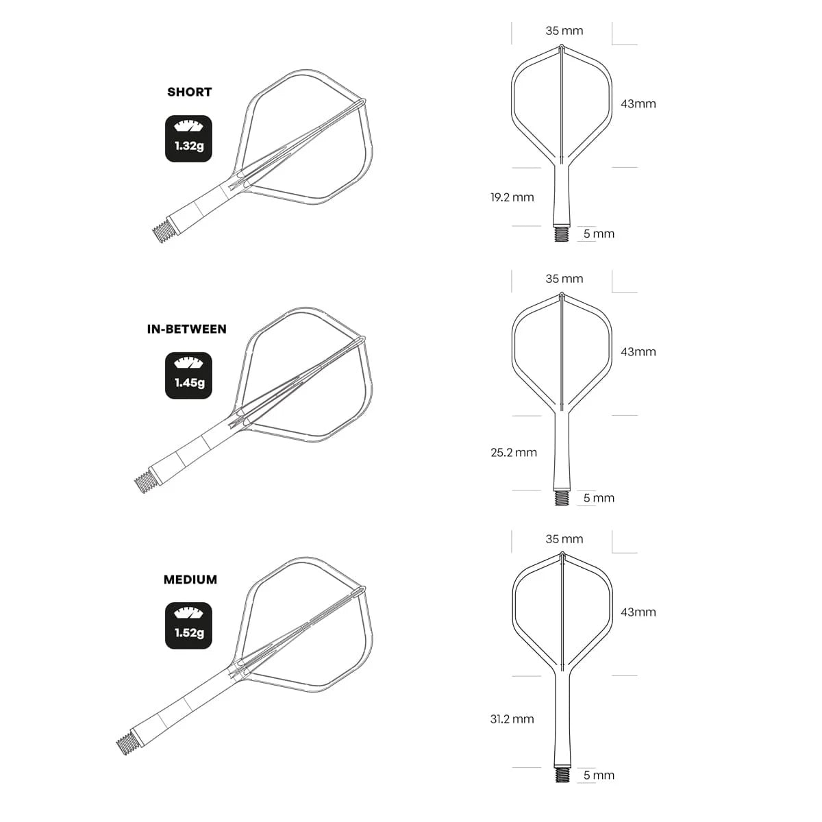 Flight Deck-One Piece Dart Flight and Shaft System - Black