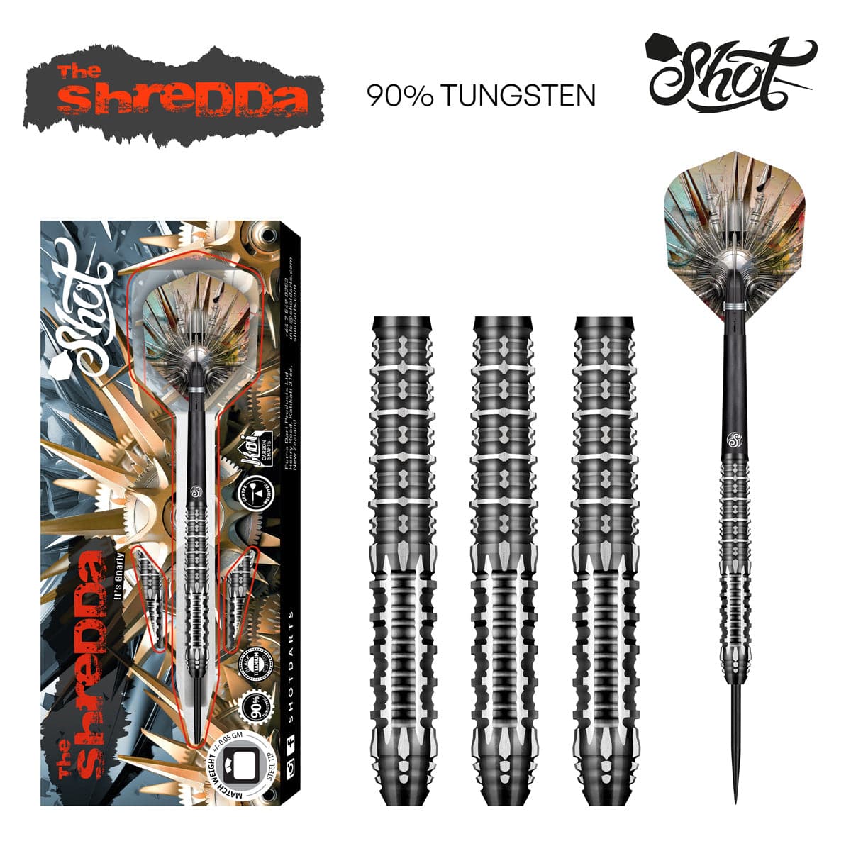 Gnarly Shredda Steel Tip Dart Set-90% Tungsten Dart Barrels