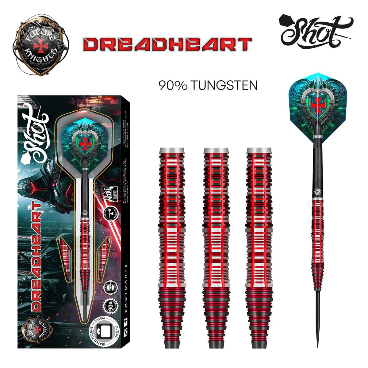 Future Knights Dreadheart Steel Tip Dart Set-90% Tungsten Barrels