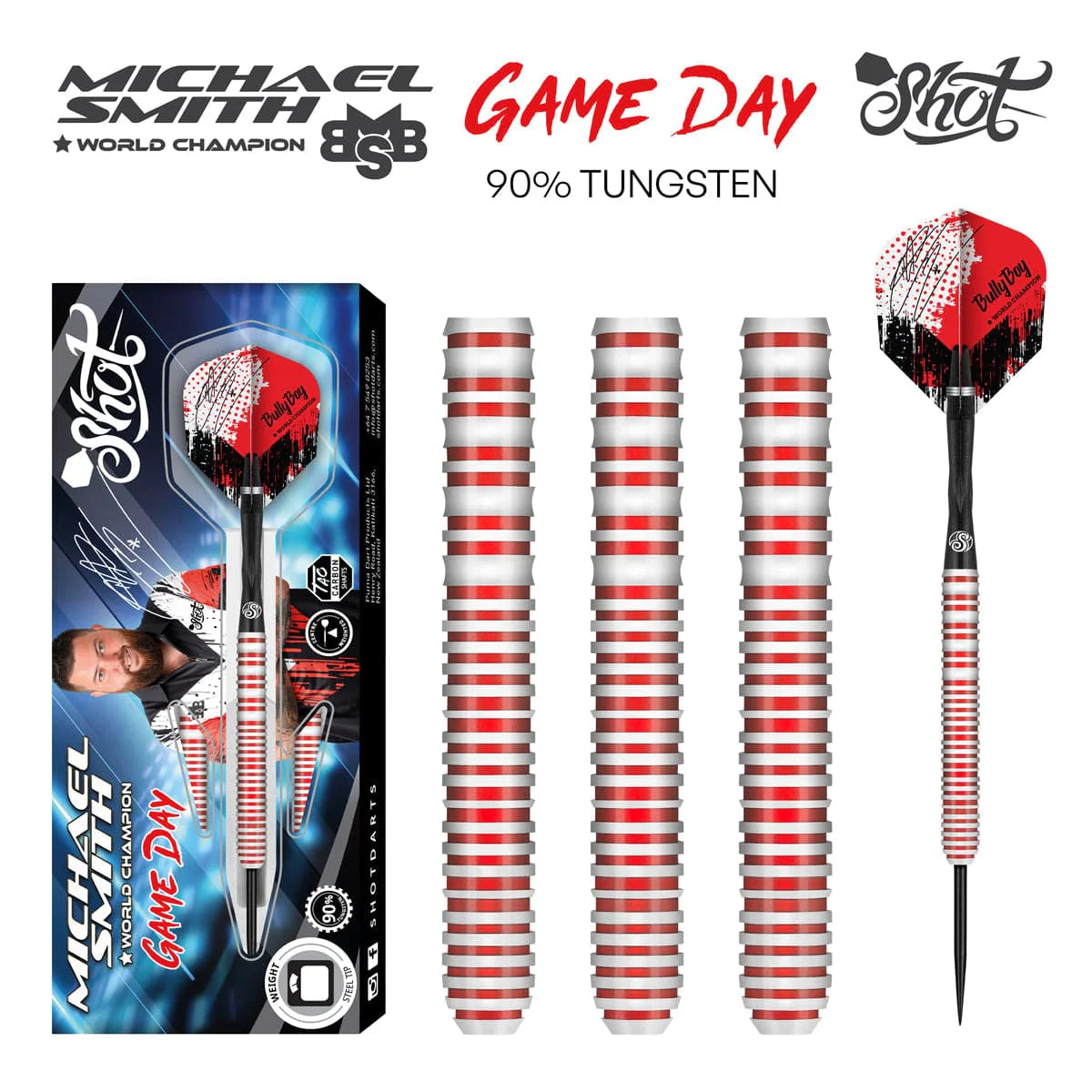 Michael Smith Game Day Steel Tip Dart Set-90% Tungsten Dart Barrels
