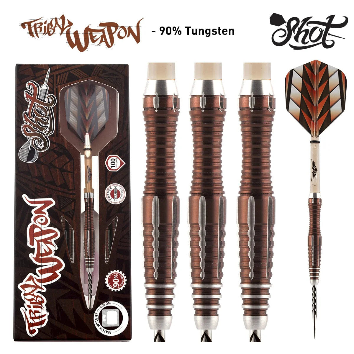 Tribal Weapon 1 Series Steel Tip Dart Set-90% Tungsten Barrels